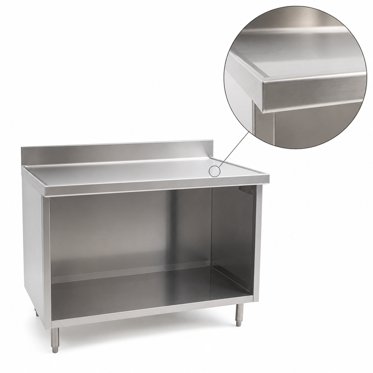 Product image #3 for Eagle Spec-Master Marine Series Open Front Cabinet Base Work Table, 60 x 30 Inches, 14-Gauge 304 Stainless Steel Top