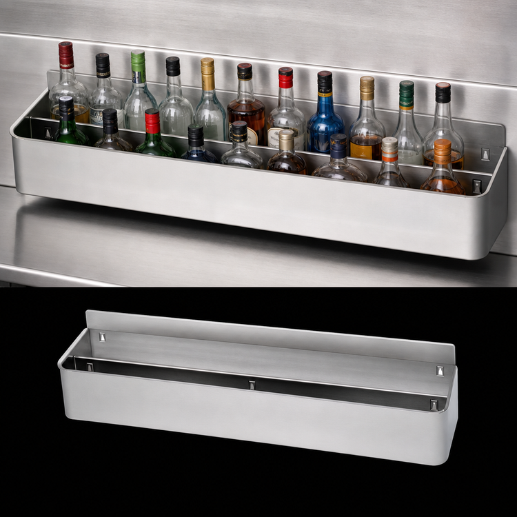 Product image #3 for Advance Tabco Underbar Basics™ Double-Tier Standard-Duty Stainless Steel Speed Rail, 30-Inch, 16-18 Bottle Capacity