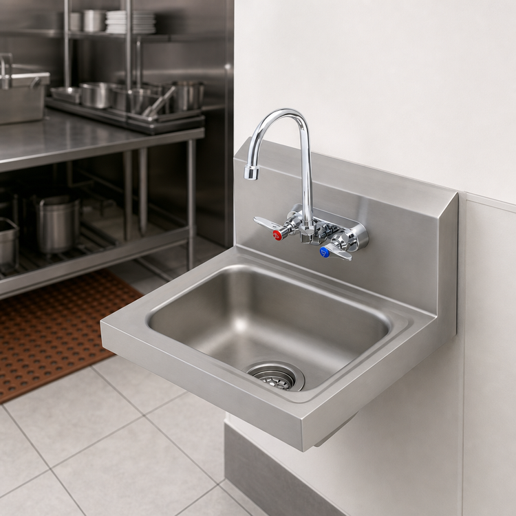 Product image #3 for Wall-Mounted Stainless Steel Hand Sink with 4-Inch Mixing Faucet