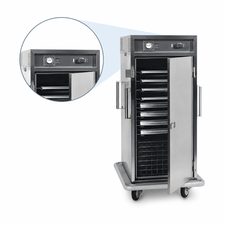 Product image #3 for Carter-Hoffmann ST1820 Heated Full-Height Satellite Transport Cart, 12 Tray / 24 Pan Capacity, Stainless Steel