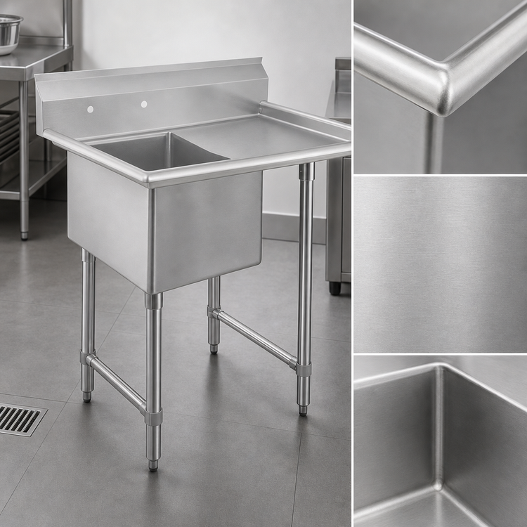 Product image #3 for 36-1/2-Inch One-Compartment Stainless Steel Sink with Right-Hand Drainboard