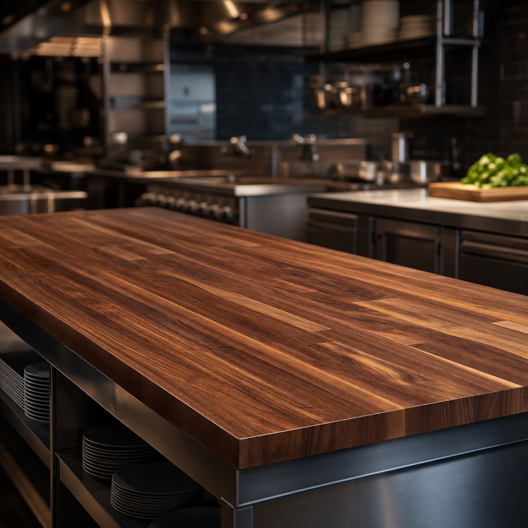 Product image #3 for John Boos Boos Block American Black Walnut Blended Edge Grain Kitchen Countertop, 120 x 32 x 1-1/2 Inch, Varnique Finish