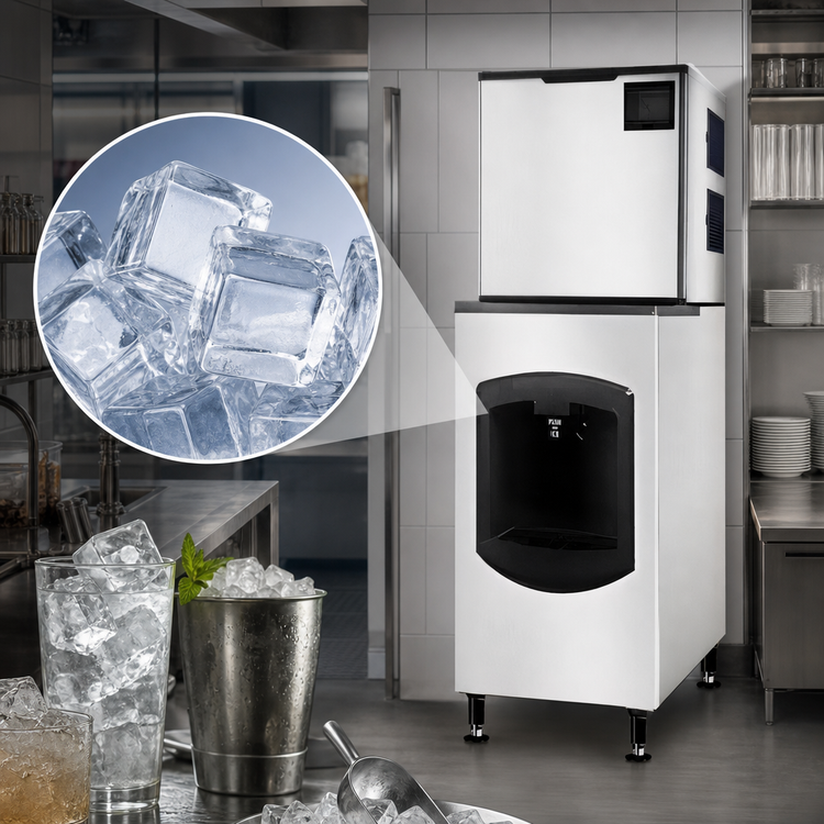 Product image #3 for Omcan Cube-Style Floor Model Ice Maker/Dispenser with 170 lb Bin and 350 lb/Day Production