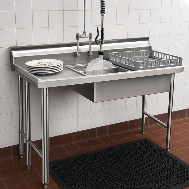 Product image #3 for Spec-Master Straight Soiled Dishtable with Left-to-Right Operation and 20 x 20 x 5-Inch Pre-Rinse Sink