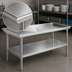 Thumbnail image #3 for Klinger's Trading 97-Inch 304 Stainless Steel Dish Sorting Table with Open Undershelf and Drain Tube