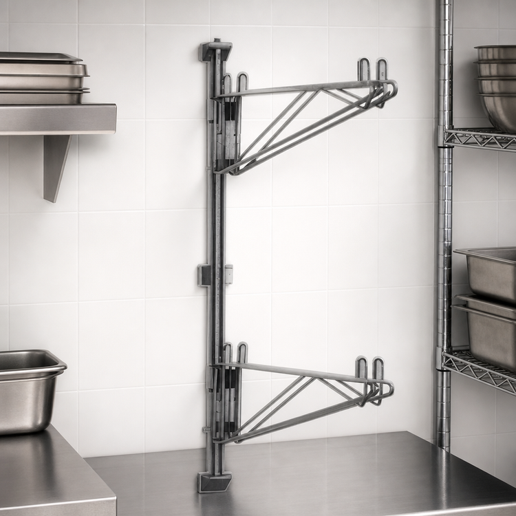 Product image #3 for Eagle Group Valu-Gard Adjustable Post Wire Wall Mount Prepackaged Mid Unit for 14-Inch Shelves, 33-Inch Post