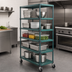 Thumbnail image #3 for QuadPLUS 5-Tier Mobile Starter Wire Shelving Unit with Green Shelf Mats, 36 x 21 x 74 Inches