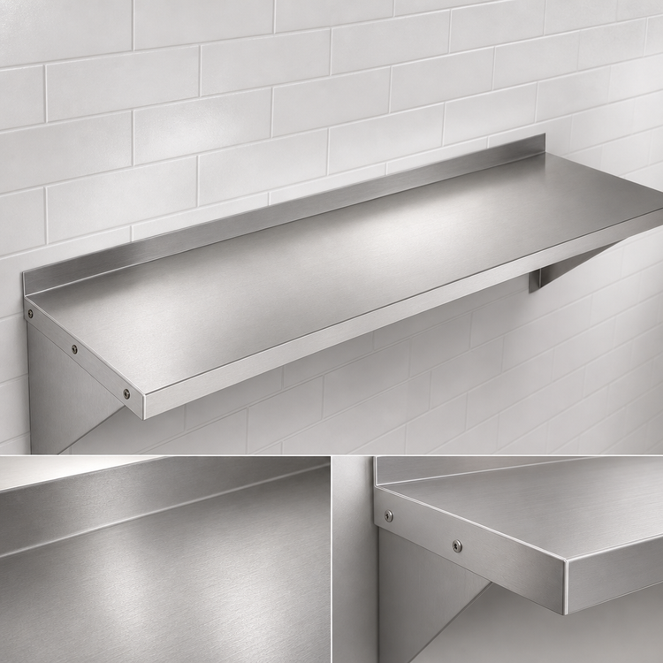 Product image #3 for John Boos Stallion Wall-Mounted Stainless Steel Shelf, 84-Inch W x 16-Inch D, 430 Series