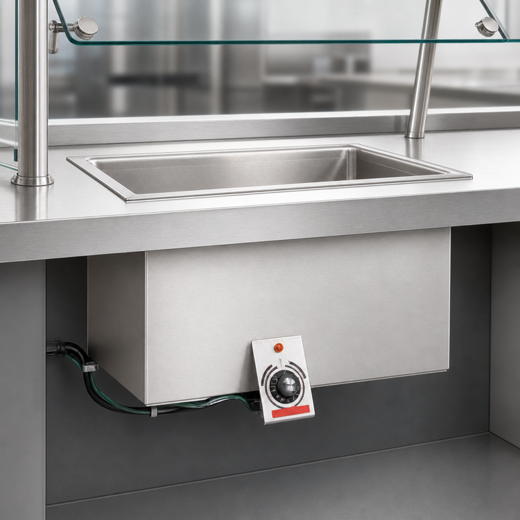 Product image #3 for APW Wyott BM-80CS Heavy-Duty Single-Well Built-In Electric Hot Food Well, Bottom Mount, Square Corners, Without Drain