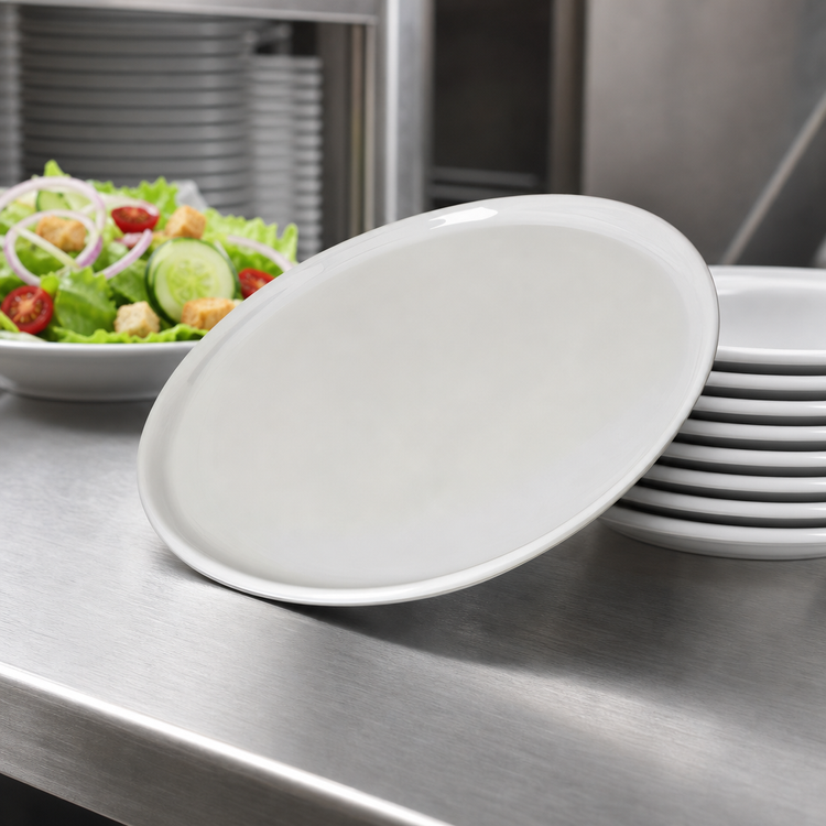 Product image #3 for Stadia 9-Inch Round Narrow Rim Melamine Salad Plate, Greige