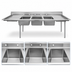 Thumbnail image #3 for Sapphire 3-Compartment Stainless Steel Sink with Left and Right Drainboards, 18 x 24 x 14 Inch Bowls
