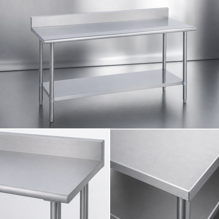 Product image #3 for Duke Deluxe 16-Gauge 300 Series Stainless Steel Work Table with 5-Inch Riser and Undershelf, 24 x 48 Inches
