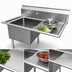 Thumbnail image #3 for Omcan USA 1-Compartment Pot Sink with Right-Hand Drainboard, 304 Stainless Steel, 38.5 Inches Wide