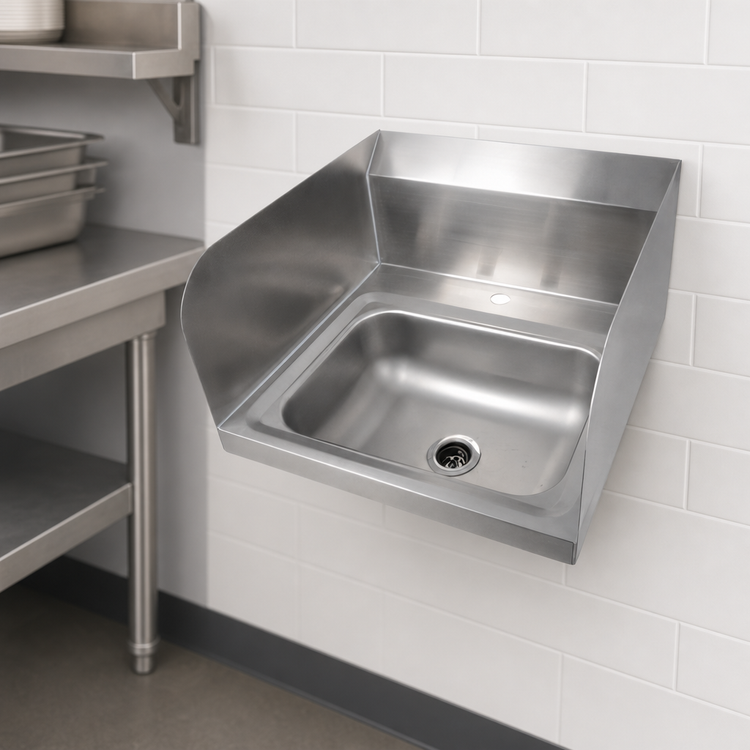 Product image #3 for John Boos Pro-Bowl Wall-Mounted Stainless Steel Hand Sink with Side Splashes