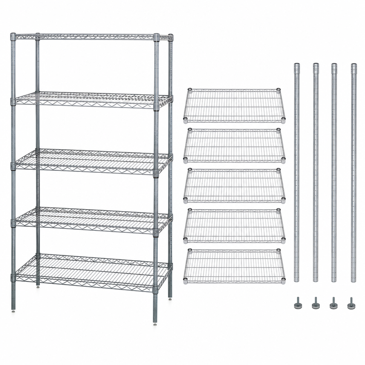 Product image #3 for Quantum 5-Shelf Wire Shelving Starter Kit, 48 x 24 x 63 Inches, Chrome Plated