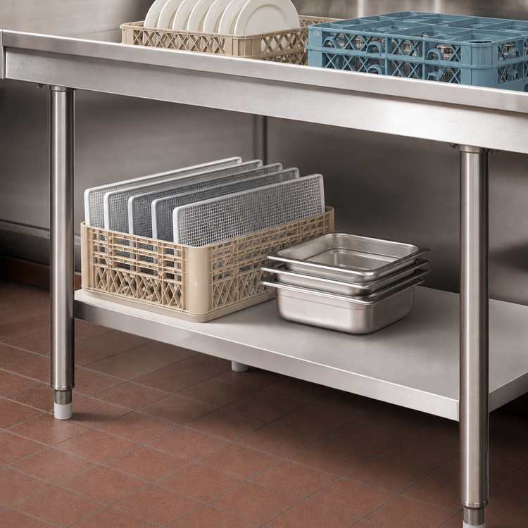Product image #3 for Eagle Group 24" x 24" 18-Gauge 300 Series Stainless Steel Dishtable Undershelf