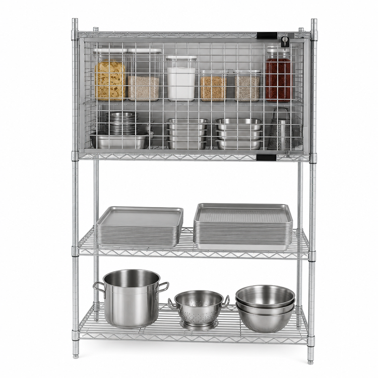Product image #3 for EagleGard 60"W x 21"D Shelving Security Enclosure Kit with Flip-Up Door