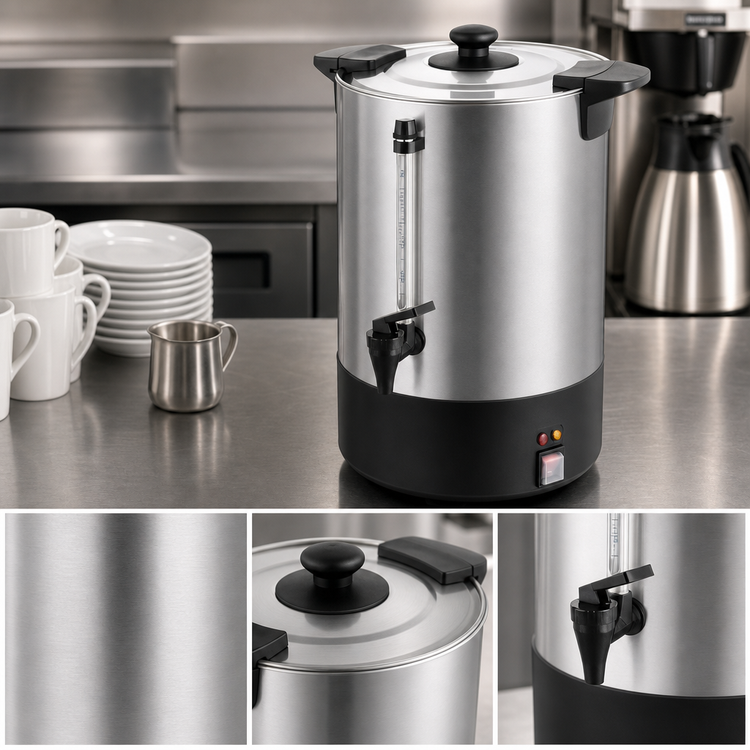 Product image #3 for Winco 100-Cup Electric Commercial Coffee Urn, 16 Liter, 304 Stainless Steel
