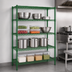 Thumbnail image #3 for Heavy Duty 4-Tier Stationary Wire Shelving Unit, 60 x 14 x 74 Inches, Green Epoxy Coated