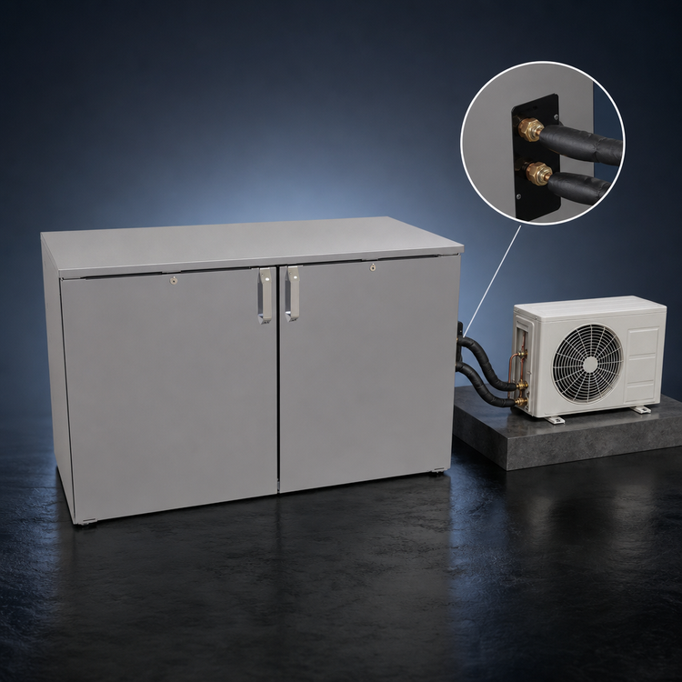 Product image #3 for Glastender 48-Inch One-Zone Remote Low-Profile Two-Section Back Bar Cooler