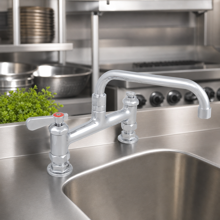 Product image #3 for John Boos Heavy Duty Lead-Free Deck-Mount Manual Faucet with 12-Inch Swing Spout and 8-Inch Centers