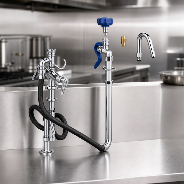 Product image #3 for Single Hole Deck-Mount Pot Filler Mixing Faucet with Quick Disconnect Spray Head
