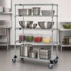Thumbnail image #3 for Quantum M1848CG46 Mobile Wire Shelving Cart, 48"W x 18"D x 69"H, 4 Shelves, Chrome Finish