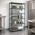 Thumbnail image #3 for Quantum 5-Tier Stationary Wire Plastic Mat Shelving Unit, 54 x 18 x 74 Inches, Green Epoxy