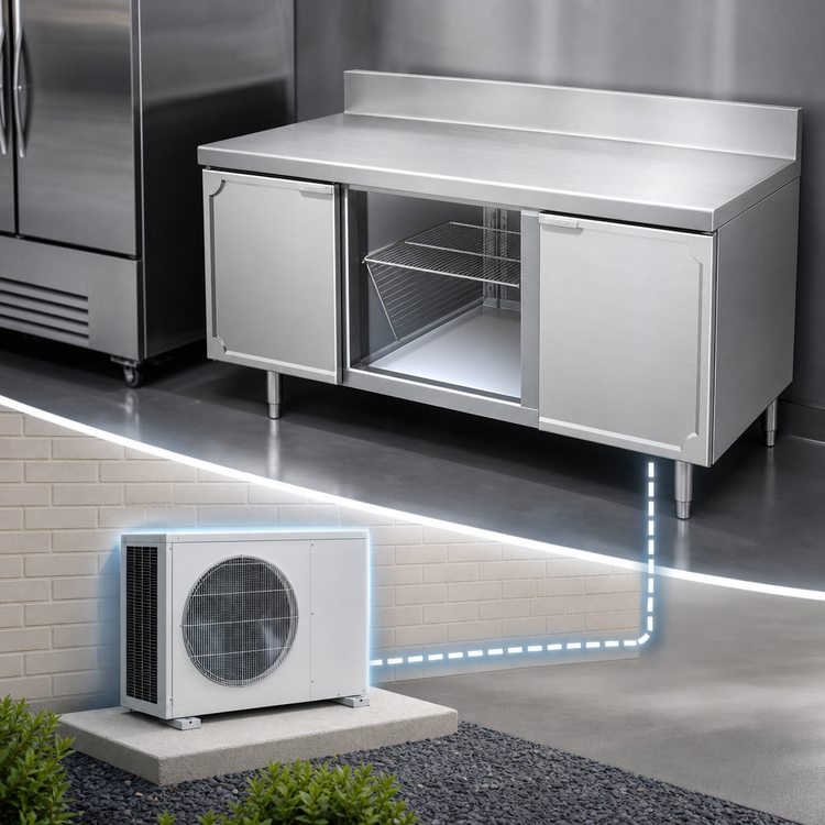 Product image #3 for La Rosa Refrigeration 72-Inch x 32-Inch 3-Section Reach-In Worktop Freezer Base with Doors, Remote Refrigeration
