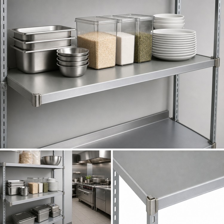 Product image #3 for Valu-Master 54 Inch x 24 Inch Solid Commercial Shelf, Galvanized Steel, Gray Epoxy Finish
