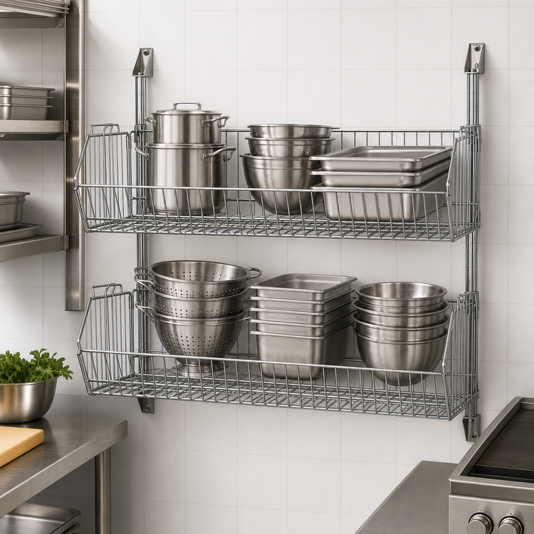 Product image #3 for Quantum Cantilever Basket Wall-Mount Kit with 2 Wire Baskets, 36"W x 20"D x 34"H