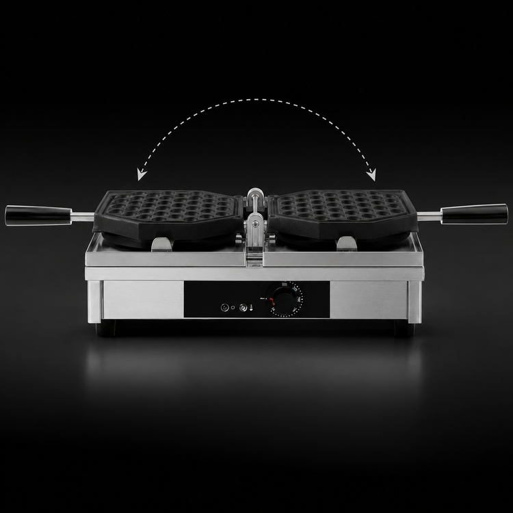 Product image #3 for Krampouz Commercial Single Bubble Waffle Maker with 180° Opening