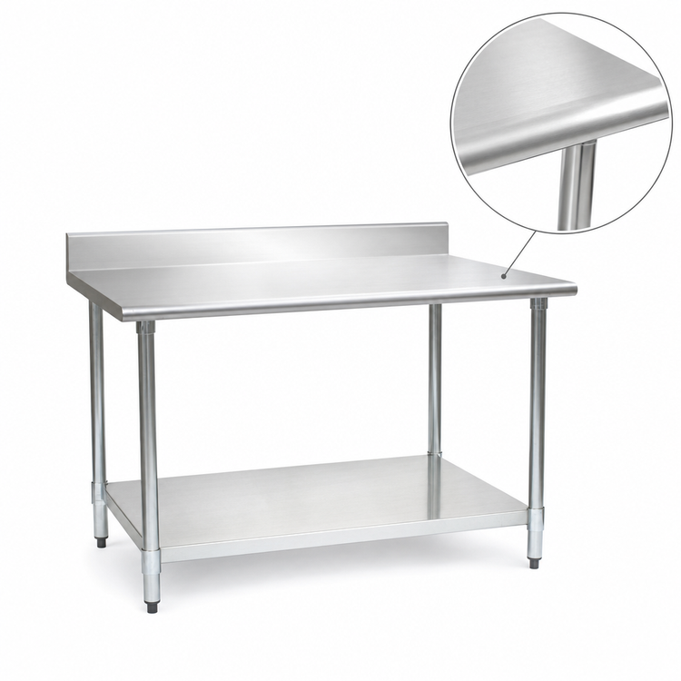 Product image #3 for BlendPort Deluxe Series 60-Inch x 24-Inch Stainless Steel Work Table with Backsplash and Adjustable Undershelf