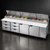 Thumbnail image #3 for Beverage-Air DPD119HC-6T Four-Section Pizza Top Refrigerated Counter, 119-Inch Wide, 6 Drawers, 2 Doors