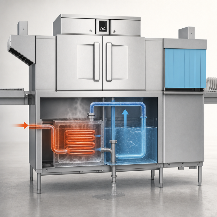 Product image #3 for Hobart CL86C-DWR Steam-Heated High-Temperature Rack Conveyor Dishwasher with Drain Water Energy Recovery