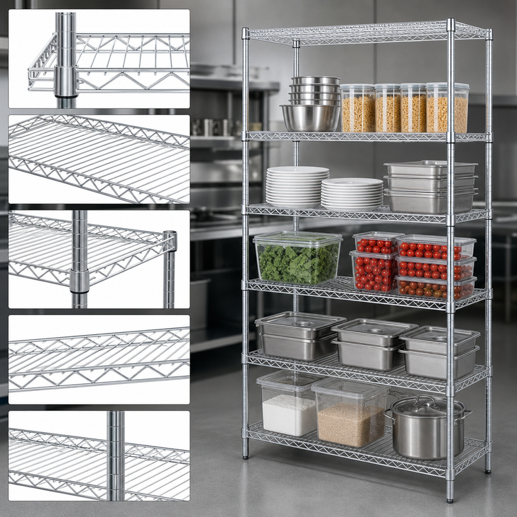 Product image #3 for Quantum Chrome Plated 5-Shelf Wire Shelving Starter Kit, 24 x 14 x 63 Inches