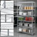 Thumbnail image #3 for Quantum Chrome Plated 5-Shelf Wire Shelving Starter Kit, 24 x 14 x 63 Inches