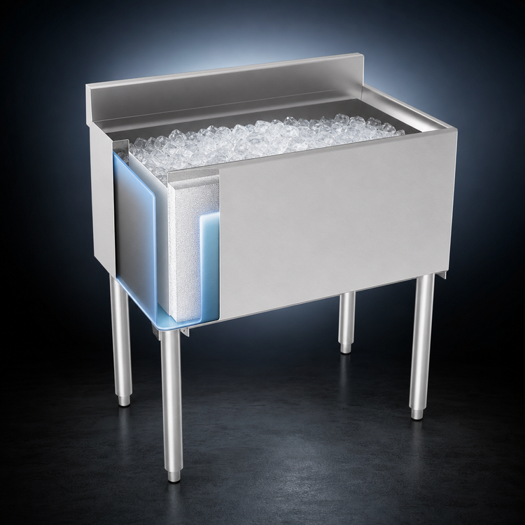 Product image #3 for Krowne Silver Series Insulated Bar Ice Bin with Full Sliding Cover, 30" Wide x 12" Deep