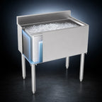 Thumbnail image #3 for Krowne Silver Series 18-30 Insulated Bar Ice Bin, 30" Wide x 12" Deep, Full Sliding Cover, 3" Backsplash, 1" Drain, Without Cold Plate