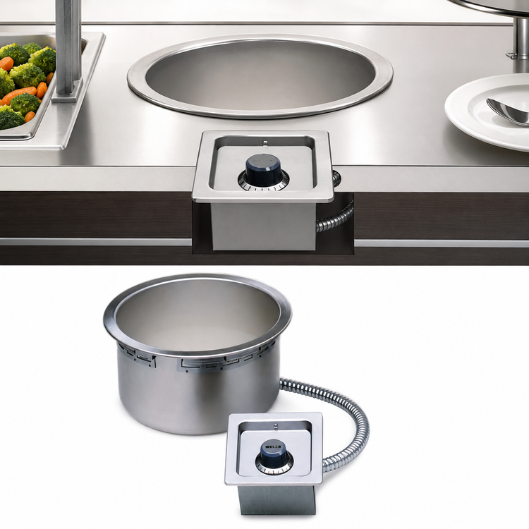 Product image #3 for Wells 11-Quart Round Top-Mount Drop-In Food Warmer, Thermostatic, Fully Insulated, With Drain