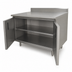 Thumbnail image #3 for Advance Tabco 84-Inch x 24-Inch Enclosed Work Table with Cabinet Base, Mid-Shelf, Hinged Doors, 14-Gauge 304 Stainless Steel Top, and 5-Inch Backsplash