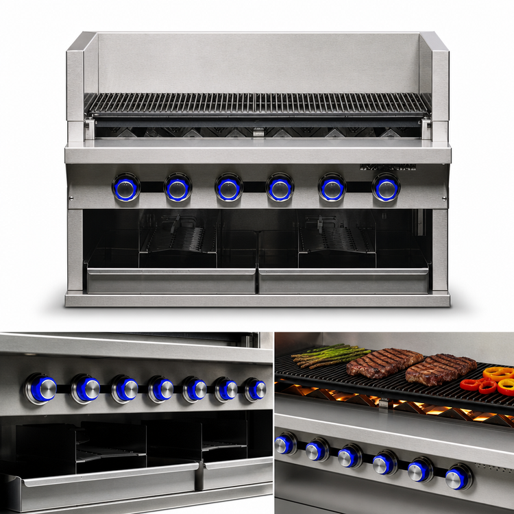 Product image #3 for Imperial IABA-36 36-Inch Gas Countertop Smoke Broiler Charbroiler with 6 Burners