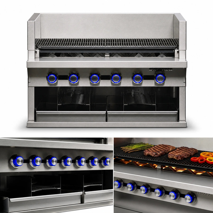 Six Stainless Steel Burners