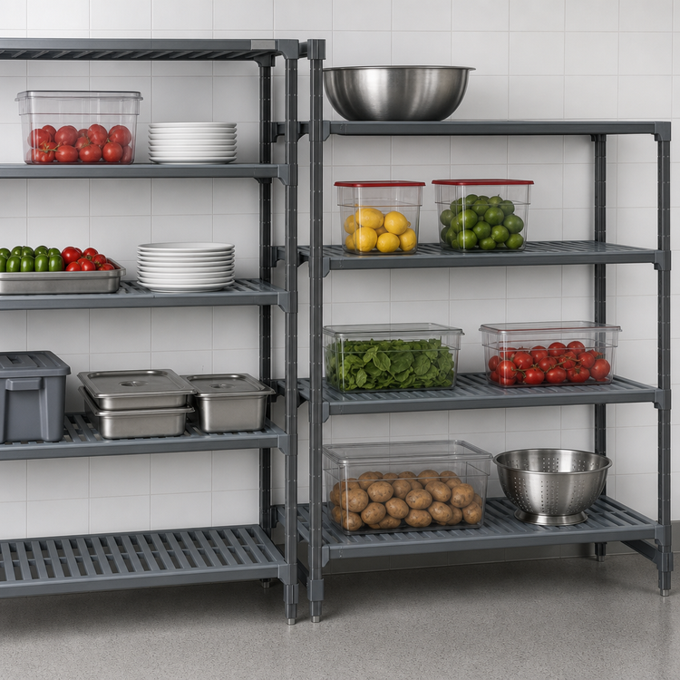 Product image #3 for Cambro Camshelving Basics Plus 4-Tier Stationary Add-On Polymer Shelving Unit, 21 x 36 x 72 Inches, Brushed Graphite