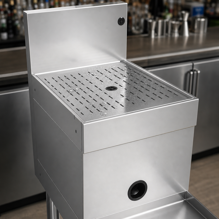 Product image #3 for Freestanding Stainless Steel Underbar Blender Station with Drainboard Top, 12 x 24 Inches