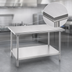 Thumbnail image #3 for Advance Tabco 120-Inch x 24-Inch Flat Top Stainless Steel Work Table with Adjustable Undershelf, 16-Gauge 304 Top