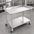 Thumbnail image #3 for John Boos DST6-3049SSW-C 48-7/8"W x 30-3/8"D Stainless Steel Sorting Table with Raised Edge, Undershelf and Locking Casters