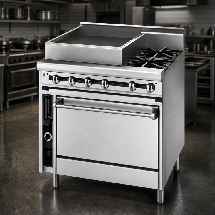 Product image #3 for Jade Titan Heavy Duty 36" Gas Range with 18" Charbroiler, 18" Work Top, and Convection Oven