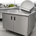 Thumbnail image #3 for Advance Tabco Special Value Economy Enclosed Work Table with Cabinet Base, Mid-Shelf and Hinged Doors, 48 x 24 Inches, 16 Gauge 304 Stainless Steel Top