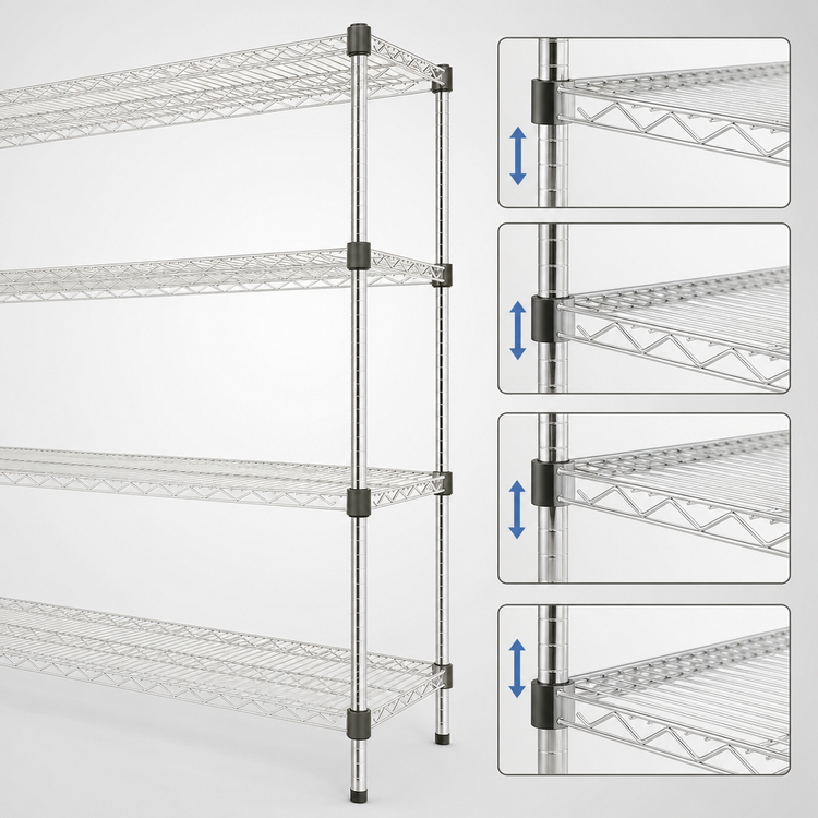 Product image #3 for EAGLEbrite Quad-Adjust Wire Shelf, 72"W x 18"D, Zinc Finish, 600 lb. Capacity
